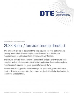 2023 Boiler Furnace Tune-up Checklist