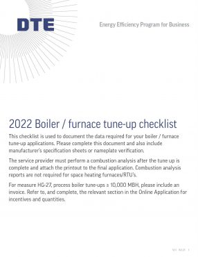 2022 Boiler Furnace Tune-up Checklist